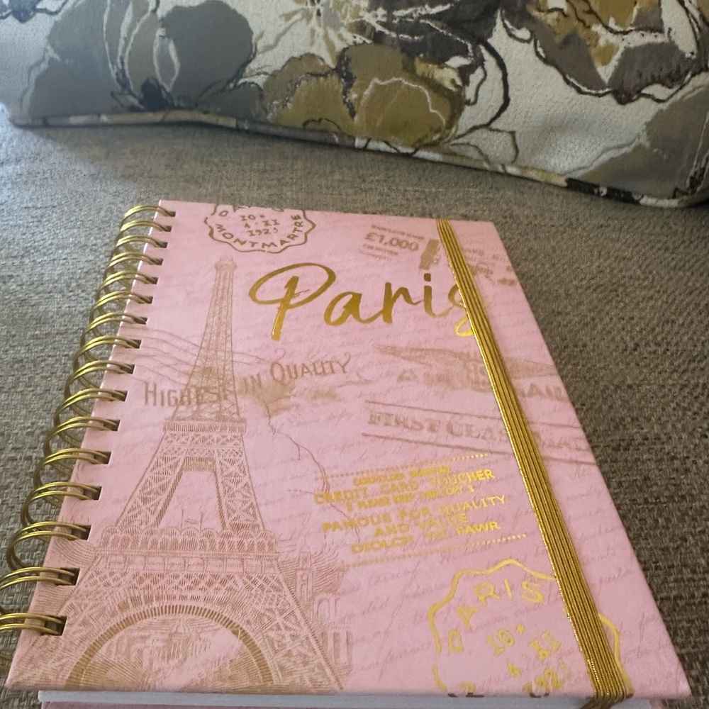 Paris Themed Pink & Gold 320 page Notebook with Papyrus Pink & Gold Pen Set - Picture 11 of 16